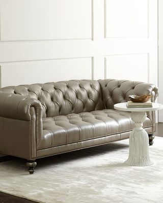 Morgan Gray Chesterfield Leather Sofa by Old Hickory Tannery Morgan Gray Chesterfield Leather Sofa by Old Hickory Tannery